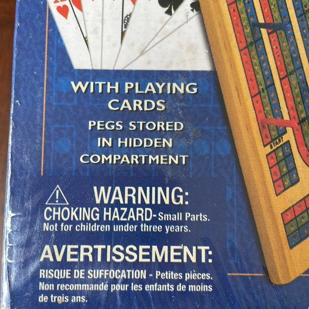 Solid Wood Cribbage Set with Playing Cards New Sealed - Picture 5 of 6